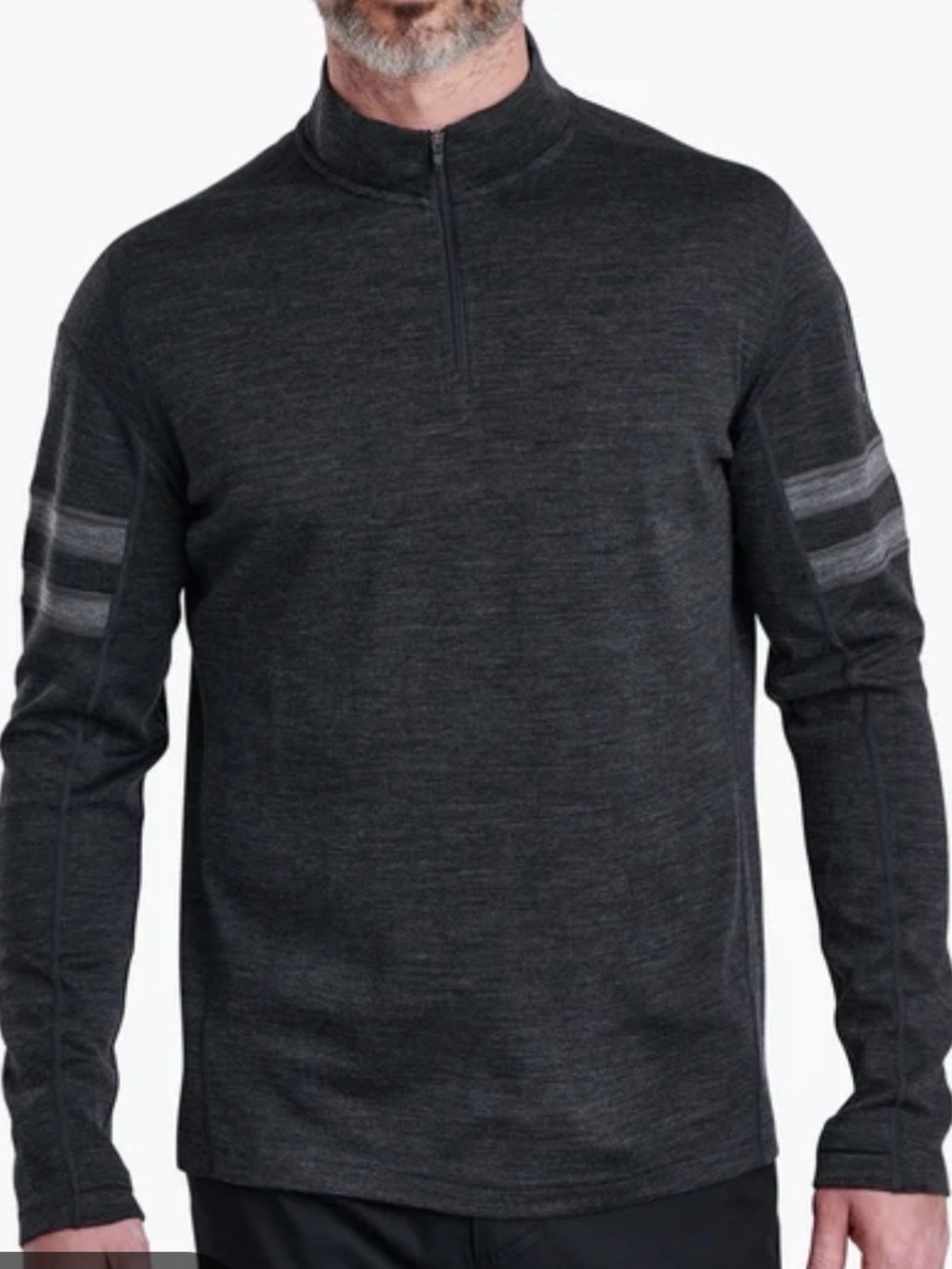 Menās Kuhl Team Merino Wool 1/4 Zip Long Sleeve Shirt Dark Heathered Gray Size M